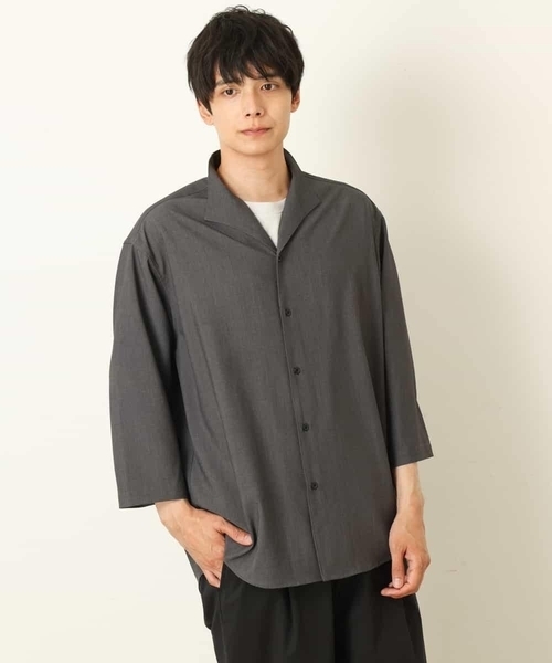 a.v.v（アーヴェヴェ）の「8分袖スタンドカラーシャツ（シャツ/ブラウス・メンズ・チャコールグレー/ライトブラウン・46/48/50）」の14枚目の写真