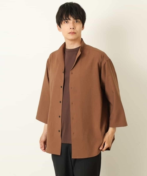 a.v.v（アーヴェヴェ）の「8分袖スタンドカラーシャツ（シャツ/ブラウス・メンズ・チャコールグレー/ライトブラウン・46/48/50）」の6枚目の写真
