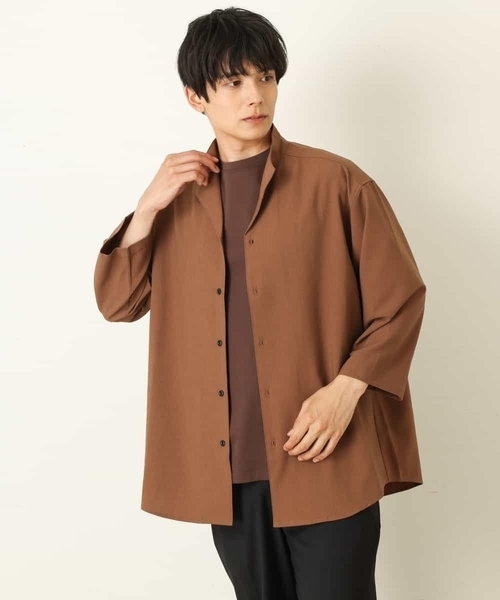 a.v.v（アーヴェヴェ）の「8分袖スタンドカラーシャツ（シャツ/ブラウス・メンズ・チャコールグレー/ライトブラウン・46/48/50）」の4枚目の写真