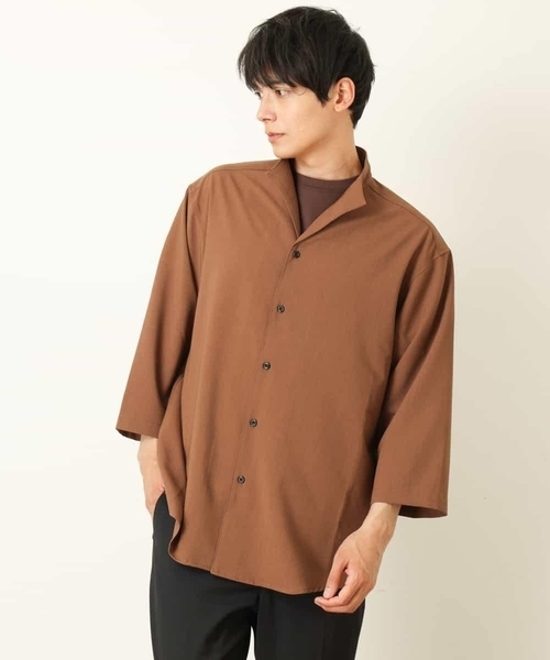 a.v.v（アーヴェヴェ）の「8分袖スタンドカラーシャツ（シャツ/ブラウス・メンズ・チャコールグレー/ライトブラウン・46/48/50）」の9枚目の写真
