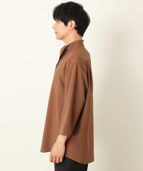 a.v.v（アーヴェヴェ）の「8分袖スタンドカラーシャツ（シャツ/ブラウス・メンズ・チャコールグレー/ライトブラウン・46/48/50）」の12枚目の写真