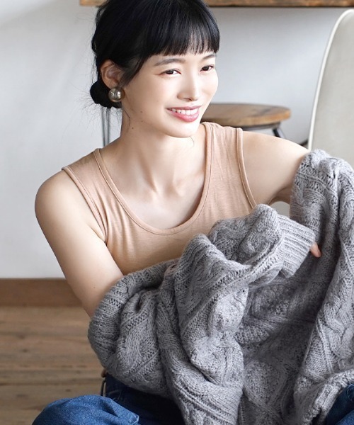 zootie（ズーティー）の「ココチインナー［タンクトップ］（タンクトップ・レディース・ベージュ/ホワイト/ブラック・L/M）」の6枚目の写真