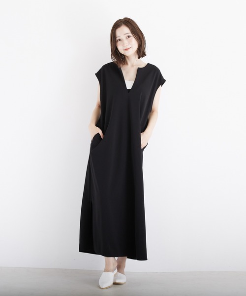 PAPAVER（パパヴェル）の「【PAPAVER】ジョーゼットポンチキーネック（ワンピース・レディース・ブラック/ブラウン/グレー・MEDIUM）」の2枚目の写真