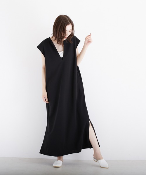 PAPAVER（パパヴェル）の「【PAPAVER】ジョーゼットポンチキーネック（ワンピース・レディース・ブラック/ブラウン/グレー・MEDIUM）」の4枚目の写真