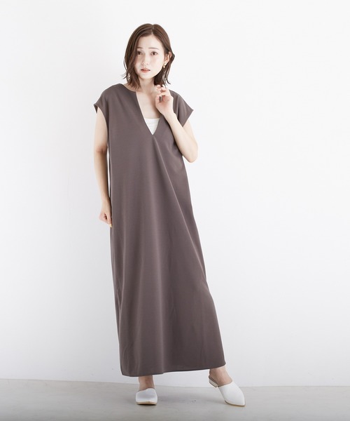 PAPAVER（パパヴェル）の「【PAPAVER】ジョーゼットポンチキーネック（ワンピース・レディース・ブラック/ブラウン/グレー・MEDIUM）」の6枚目の写真