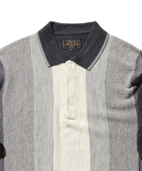 BEAMS PLUS（ビームスプラス）の「BEAMS PLUS / ストライプ ニット ポロシャツ（ポロシャツ・メンズ・グリーン/ブラウン/グレー/ネイビー・S/M/L/XL）」の15枚目の写真