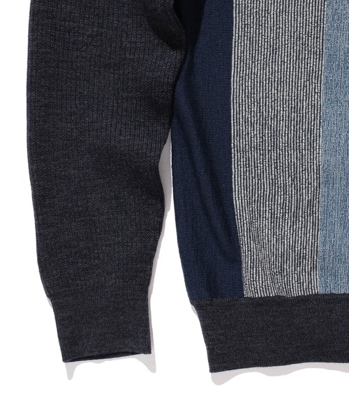 BEAMS PLUS（ビームスプラス）の「BEAMS PLUS / ストライプ ニット ポロシャツ（ポロシャツ・メンズ・グリーン/ブラウン/グレー/ネイビー・S/M/L/XL）」の5枚目の写真