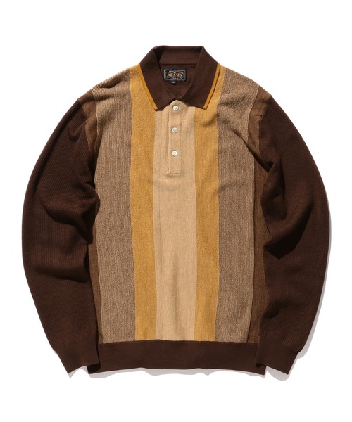 BEAMS PLUS（ビームスプラス）の「BEAMS PLUS / ストライプ ニット ポロシャツ（ポロシャツ・メンズ・グリーン/ブラウン/グレー/ネイビー・S/M/L/XL）」の14枚目の写真