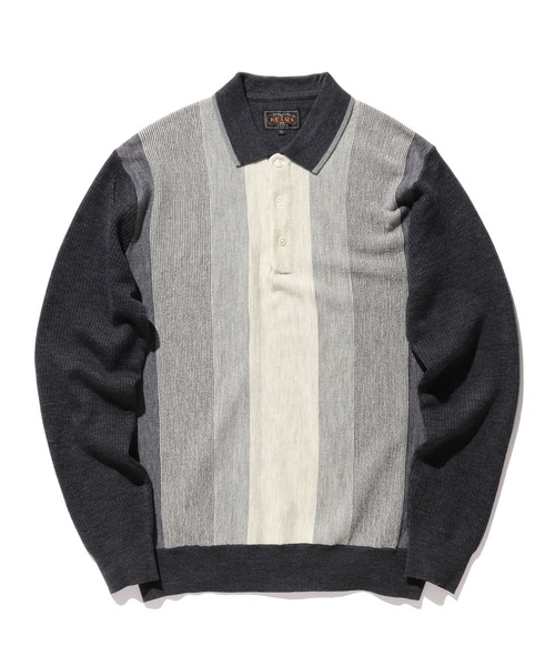 BEAMS PLUS（ビームスプラス）の「BEAMS PLUS / ストライプ ニット ポロシャツ（ポロシャツ・メンズ・グリーン/ブラウン/グレー/ネイビー・S/M/L/XL）」の12枚目の写真