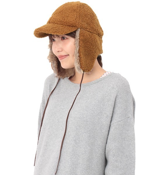 チチカカ（チチカカ）の「ボア×フェイクファーフライトキャップ（キャップ・レディース・キャメル/カーキ/チャコールグレー・FREE）」の19枚目の写真