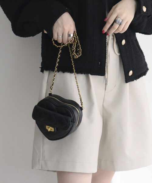 onulsoha（オヌルソハ）の「キルトハートチェーンポシェット（ショルダーバッグ・レディース・ブラック/グリーン・FREE）」の9枚目の写真