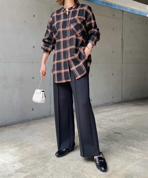 DouDou（ドゥドゥ）の「チェックオーバーシャツ（シャツ/ブラウス・レディース・ブラック/ブラウン・FREE）」の14枚目の写真