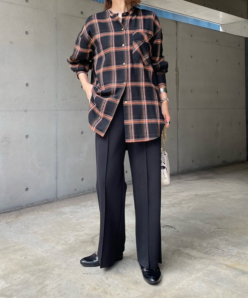 DouDou（ドゥドゥ）の「チェックオーバーシャツ（シャツ/ブラウス・レディース・ブラック/ブラウン・FREE）」の4枚目の写真