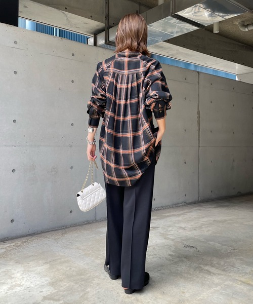 DouDou（ドゥドゥ）の「チェックオーバーシャツ（シャツ/ブラウス・レディース・ブラック/ブラウン・FREE）」の18枚目の写真