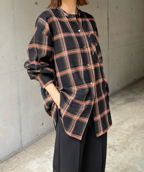 DouDou（ドゥドゥ）の「チェックオーバーシャツ（シャツ/ブラウス・レディース・ブラック/ブラウン・FREE）」の15枚目の写真
