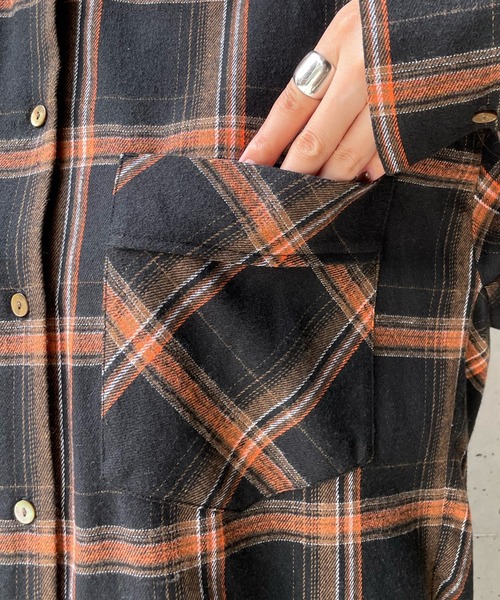DouDou（ドゥドゥ）の「チェックオーバーシャツ（シャツ/ブラウス・レディース・ブラック/ブラウン・FREE）」の16枚目の写真