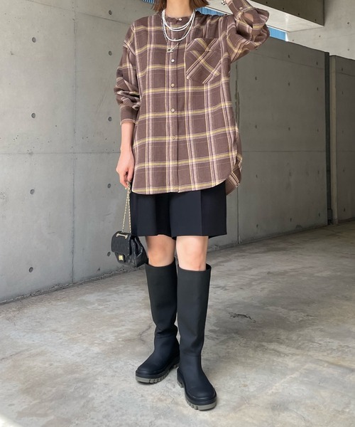 DouDou（ドゥドゥ）の「チェックオーバーシャツ（シャツ/ブラウス・レディース・ブラック/ブラウン・FREE）」の20枚目の写真