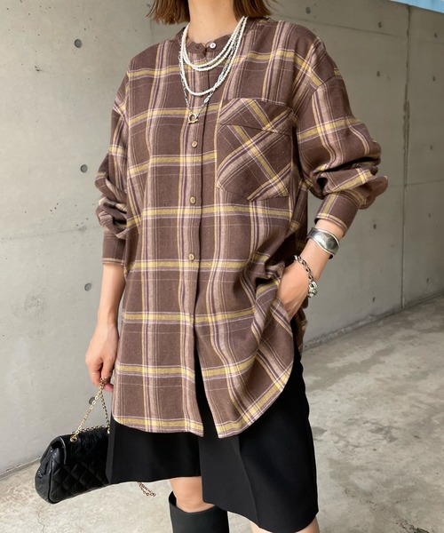 DouDou（ドゥドゥ）の「チェックオーバーシャツ（シャツ/ブラウス・レディース・ブラック/ブラウン・FREE）」の17枚目の写真