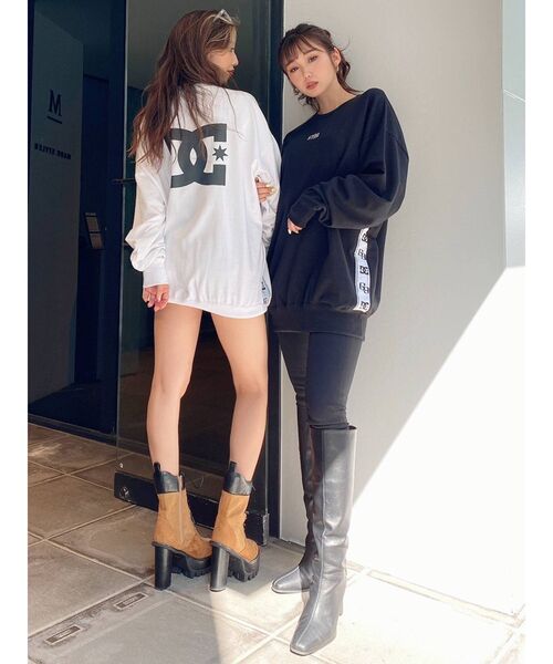 GYDA（ジェイダ）の「【WEB限定】GYDA×DCサイドGG STAR LOGOラインスウェットトップス（Tシャツ/カットソー・レディース・ブラック/オフホワイト・FREE）」の4枚目の写真