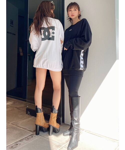 GYDA（ジェイダ）の「【WEB限定】GYDA×DCサイドGG STAR LOGOラインスウェットトップス（Tシャツ/カットソー・レディース・ブラック/オフホワイト・FREE）」の5枚目の写真