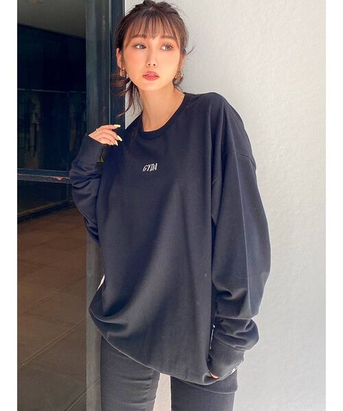 GYDA（ジェイダ）の「【WEB限定】GYDA×DCサイドGG STAR LOGOラインスウェットトップス（Tシャツ/カットソー・レディース・ブラック/オフホワイト・FREE）」の7枚目の写真