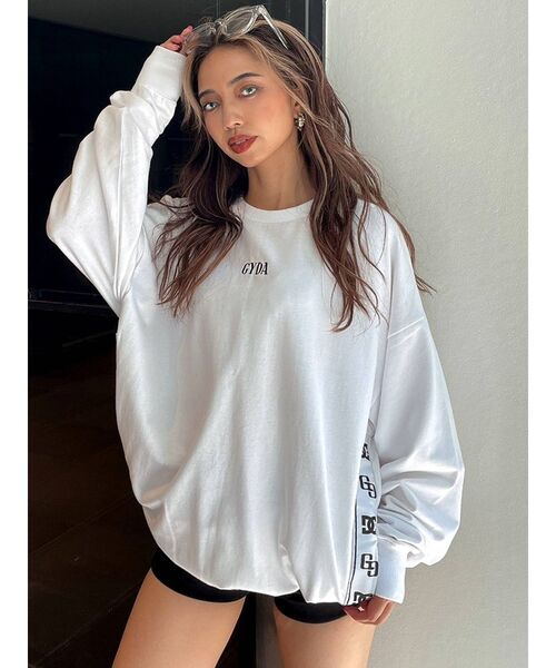 GYDA（ジェイダ）の「【WEB限定】GYDA×DCサイドGG STAR LOGOラインスウェットトップス（Tシャツ/カットソー・レディース・ブラック/オフホワイト・FREE）」の12枚目の写真