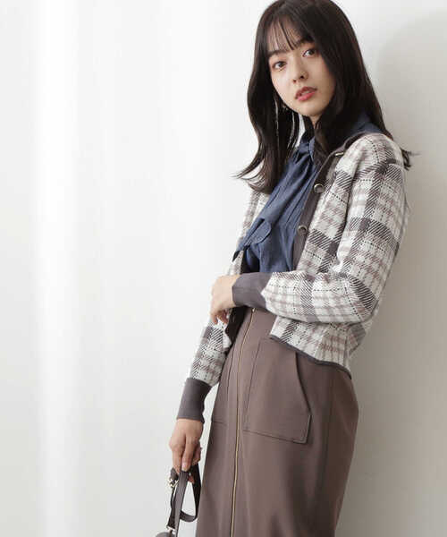 PROPORTION BODY DRESSING(プロポーションボディドレッシング)の「チェックJQカーディガン / 1212274502(カーディガン/ボレロ・レディース・ダークグレー/ホワイト系その他・SMALL/MEDIUM)」の18枚目の写真