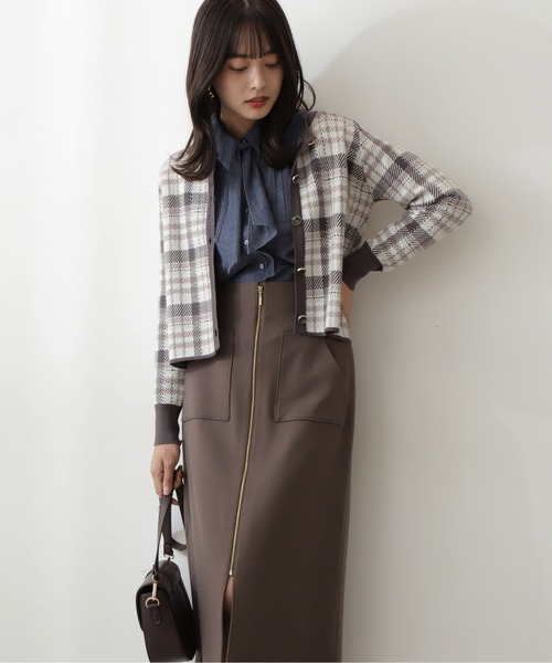PROPORTION BODY DRESSING(プロポーションボディドレッシング)の「チェックJQカーディガン / 1212274502(カーディガン/ボレロ・レディース・ダークグレー/ホワイト系その他・SMALL/MEDIUM)」の3枚目の写真