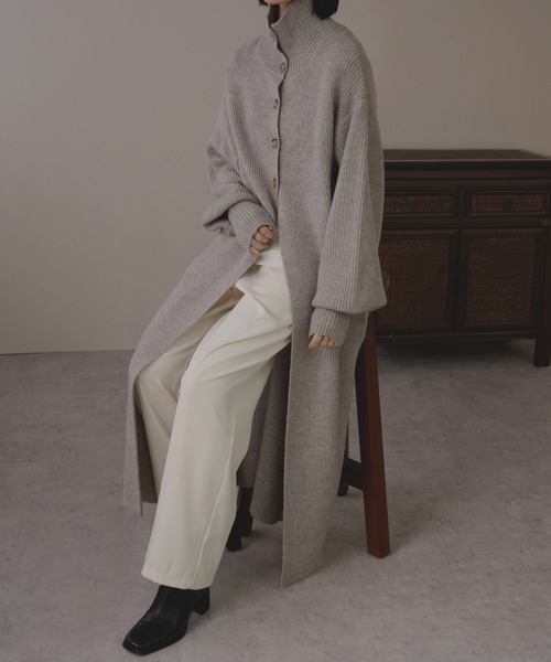 IAMUSE（アイアミューズ）の「アルパカタッチロングニット S0713【IAMUSE】（ワンピース・レディース・杢グレー/モカ/ブラック・FREE）」の2枚目の写真