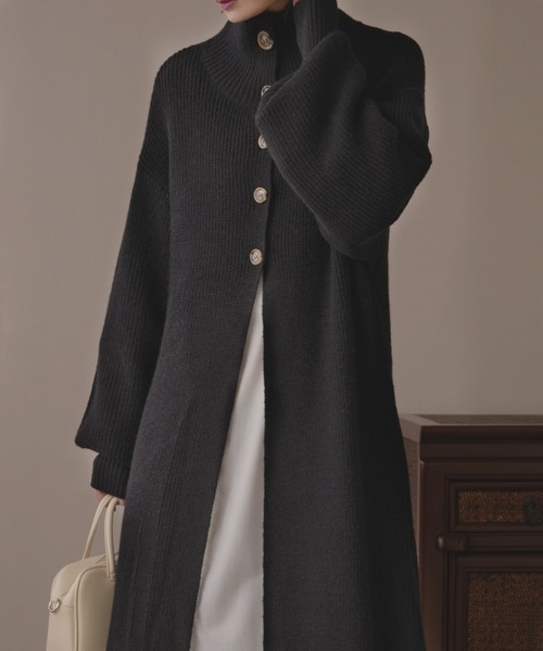 IAMUSE（アイアミューズ）の「アルパカタッチロングニット S0713【IAMUSE】（ワンピース・レディース・杢グレー/モカ/ブラック・FREE）」の4枚目の写真