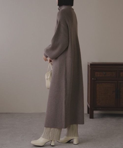 IAMUSE（アイアミューズ）の「アルパカタッチロングニット S0713【IAMUSE】（ワンピース・レディース・杢グレー/モカ/ブラック・FREE）」の12枚目の写真