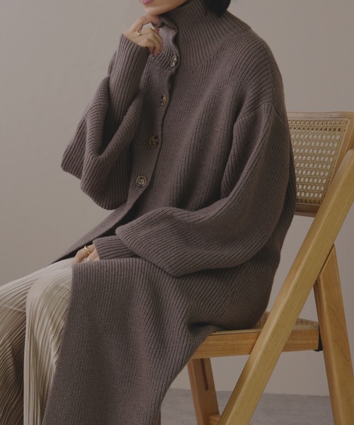 IAMUSE（アイアミューズ）の「アルパカタッチロングニット S0713【IAMUSE】（ワンピース・レディース・杢グレー/モカ/ブラック・FREE）」の13枚目の写真