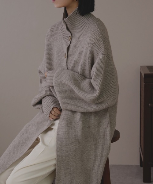 IAMUSE（アイアミューズ）の「アルパカタッチロングニット S0713【IAMUSE】（ワンピース・レディース・杢グレー/モカ/ブラック・FREE）」の10枚目の写真