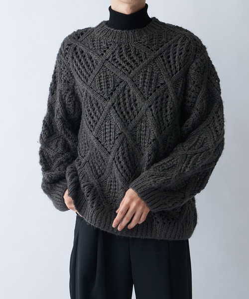 Lui's(ルイス)の「ハンドパターンニット(ニット/セーター・メンズ・ブラック/グレー・FREE)」の4枚目の写真