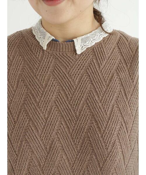 Samansa Mos2（サマンサ モスモス）の「矢羽根柄ニットベスト（ベスト・レディース・ブラック/ベージュ/オレンジ/グリーン/モカ・ﾌﾘ-）」の21枚目の写真