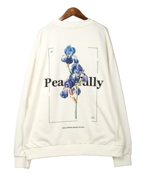 LUXSTYLE（ラグスタイル）の「フラワープリントトレーナー（スウェット・メンズ・ホワイト/ブラック・M/L）」の5枚目の写真