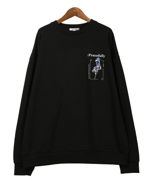 LUXSTYLE（ラグスタイル）の「フラワープリントトレーナー（スウェット・メンズ・ホワイト/ブラック・M/L）」の6枚目の写真