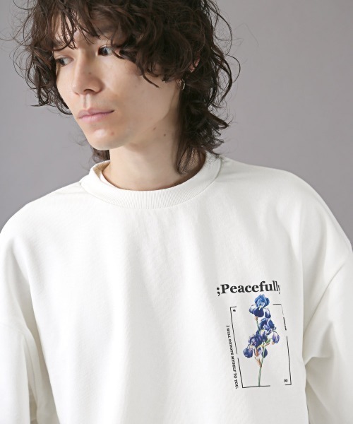 LUXSTYLE（ラグスタイル）の「フラワープリントトレーナー（スウェット・メンズ・ホワイト/ブラック・M/L）」の20枚目の写真