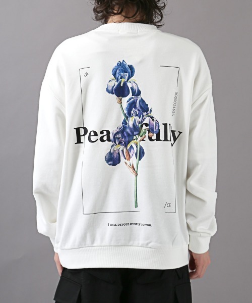 LUXSTYLE（ラグスタイル）の「フラワープリントトレーナー（スウェット・メンズ・ホワイト/ブラック・M/L）」の15枚目の写真