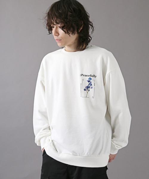 LUXSTYLE（ラグスタイル）の「フラワープリントトレーナー（スウェット・メンズ・ホワイト/ブラック・M/L）」の17枚目の写真