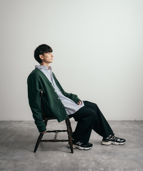 オーバーサイズ モヘアタッチシャギーニットカーディガン