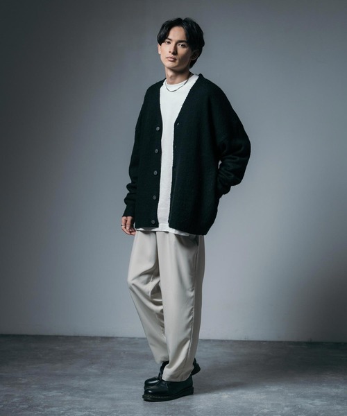 オーバーサイズ モヘアタッチシャギーニットカーディガン