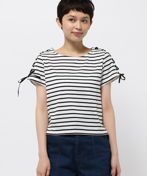 WEGO（ウィゴー）の「WEGO/レースアップTシャツ（Tシャツ/カットソー・レディース・オフホワイト/ホワイト系その他/ブラック/ブルー系その他/カーキ・FREE）」の10枚目の写真