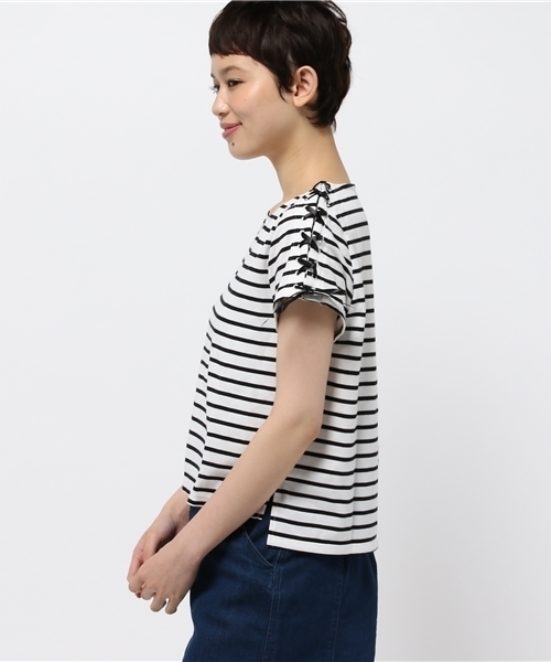 WEGO（ウィゴー）の「WEGO/レースアップTシャツ（Tシャツ/カットソー・レディース・オフホワイト/ホワイト系その他/ブラック/ブルー系その他/カーキ・FREE）」の12枚目の写真
