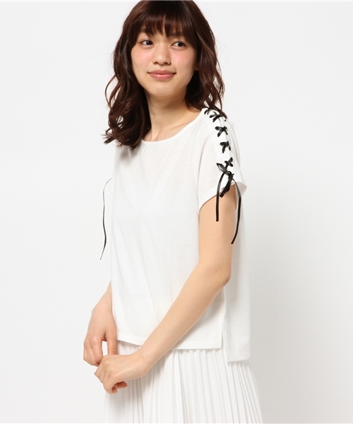 WEGO（ウィゴー）の「WEGO/レースアップTシャツ（Tシャツ/カットソー・レディース・オフホワイト/ホワイト系その他/ブラック/ブルー系その他/カーキ・FREE）」の6枚目の写真