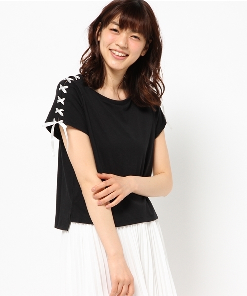 WEGO（ウィゴー）の「WEGO/レースアップTシャツ（Tシャツ/カットソー・レディース・オフホワイト/ホワイト系その他/ブラック/ブルー系その他/カーキ・FREE）」の8枚目の写真