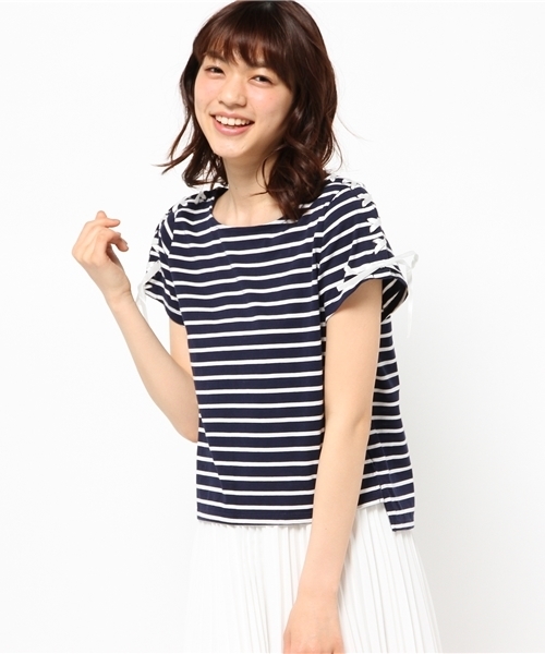 WEGO（ウィゴー）の「WEGO/レースアップTシャツ（Tシャツ/カットソー・レディース・オフホワイト/ホワイト系その他/ブラック/ブルー系その他/カーキ・FREE）」の9枚目の写真