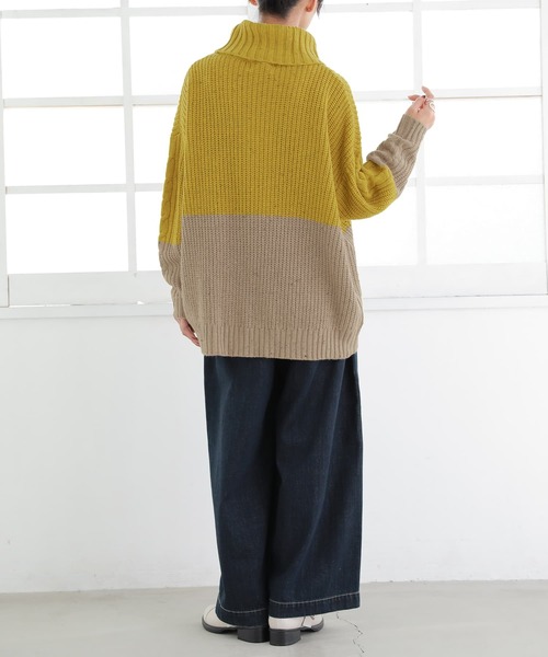 osharewalker（オシャレウォーカー）の「『配色MIXネップヤーンタートルネックニット』（ニット/セーター・レディース・カーキ/マスタード/ライトベージュ・FREE）」の8枚目の写真