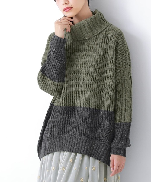 osharewalker（オシャレウォーカー）の「『配色MIXネップヤーンタートルネックニット』（ニット/セーター・レディース・カーキ/マスタード/ライトベージュ・FREE）」の9枚目の写真