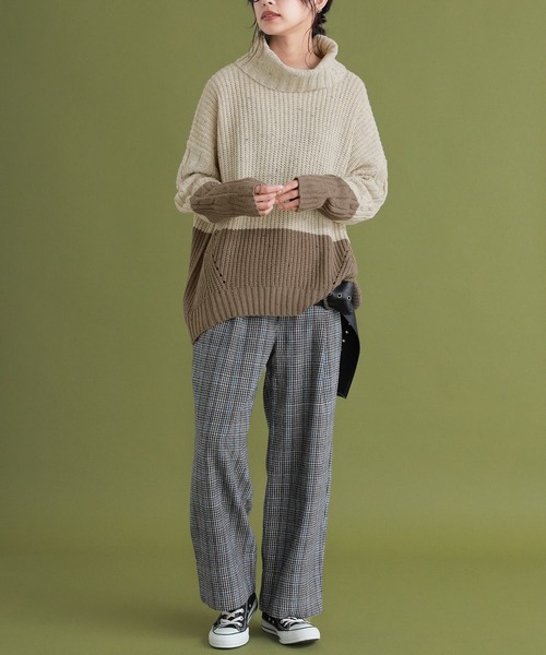 osharewalker（オシャレウォーカー）の「『配色MIXネップヤーンタートルネックニット』（ニット/セーター・レディース・カーキ/マスタード/ライトベージュ・FREE）」の13枚目の写真